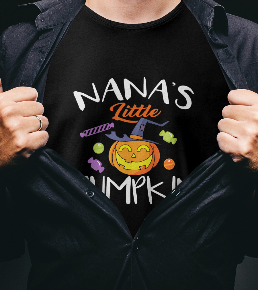 Nana's Little Pumpkin Halloween Candy Jack O'Lantern T-Shirt