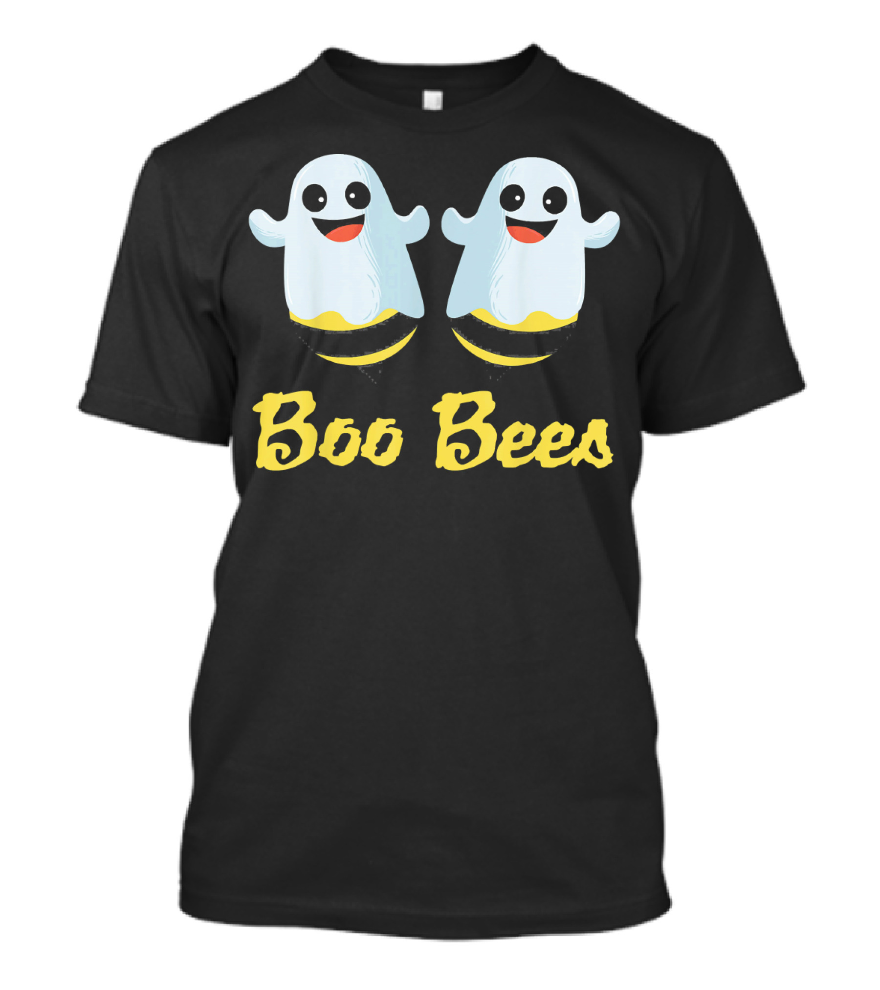 BOO BEES Couples Ghosts With Smiling Faces And Yellow Stripes T-Shirt