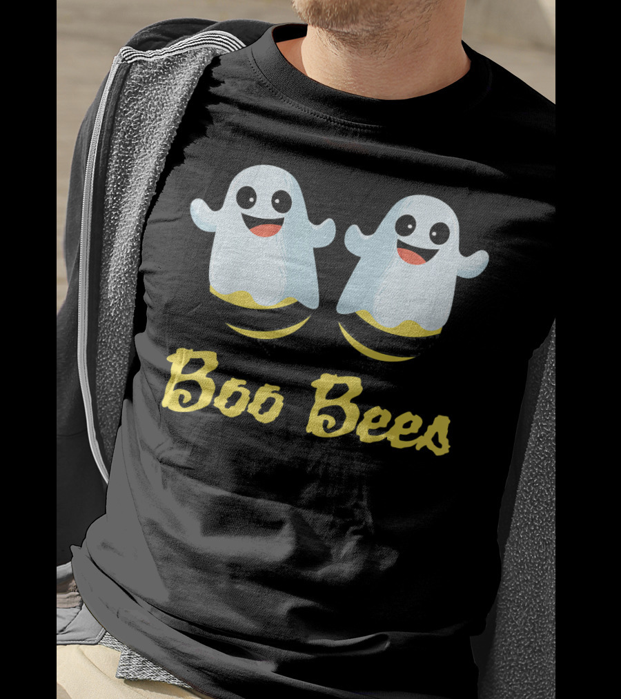 BOO BEES Couples Ghosts With Smiling Faces And Yellow Stripes T-Shirt