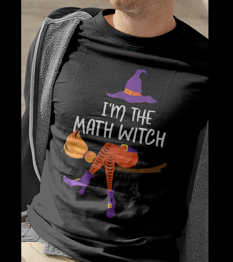 I'm The Math Witch: Purple Hat And Broomstick Rider T-Shirt