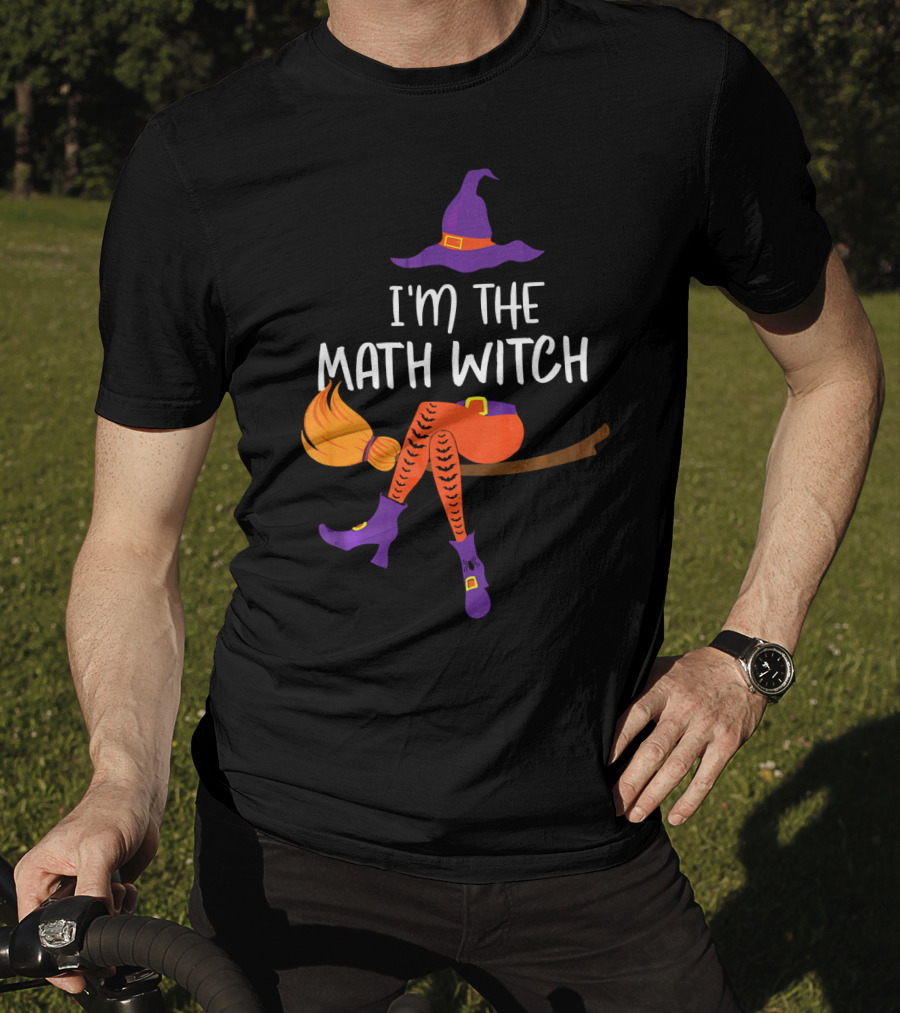 I'm The Math Witch: Purple Hat And Broomstick Rider T-Shirt