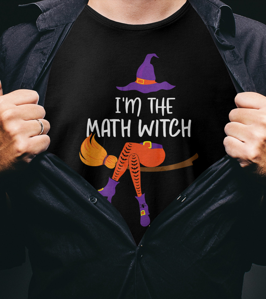 I'm The Math Witch: Purple Hat And Broomstick Rider T-Shirt