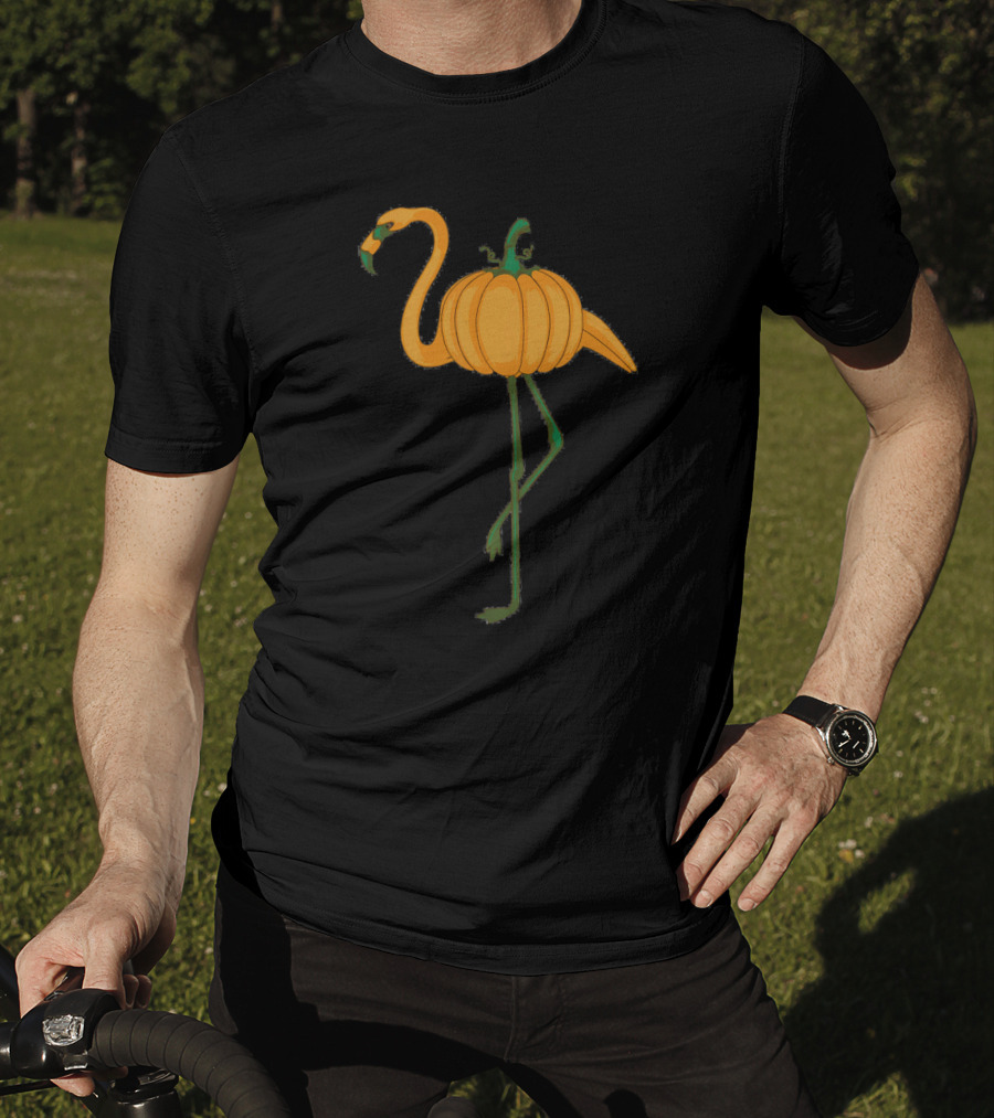 Flamingoween Cool Halloween Flamingo Pumpkin Fusion T-Shirt