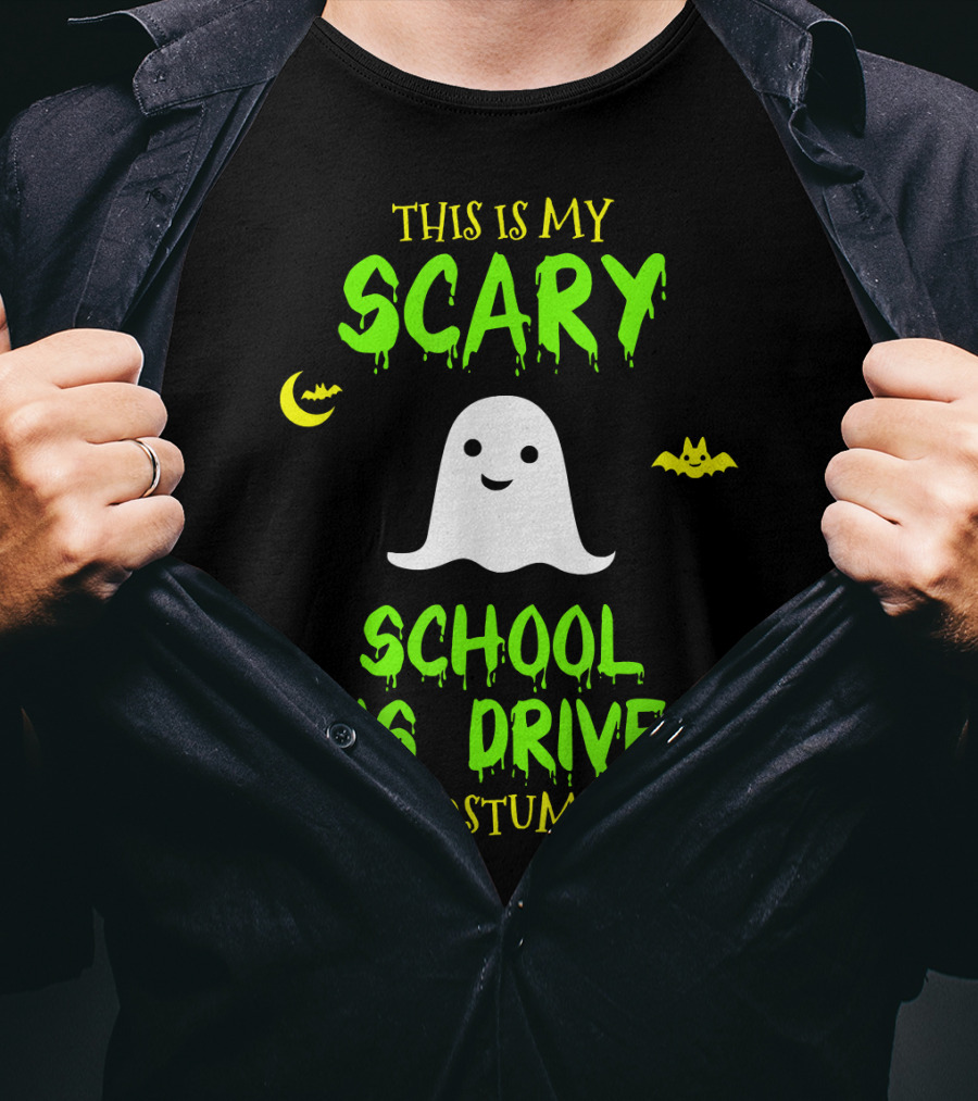 This Is My Scary School Bus Driver Costume Ghost Halloween Moon Bat T-Shirt