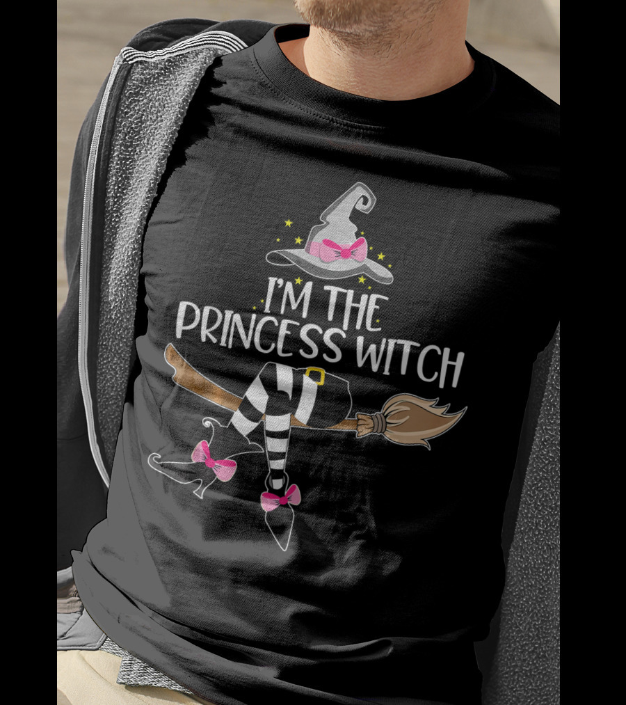 I'm The Princess Witch Hat Broom Magic Pink Bows T-Shirt