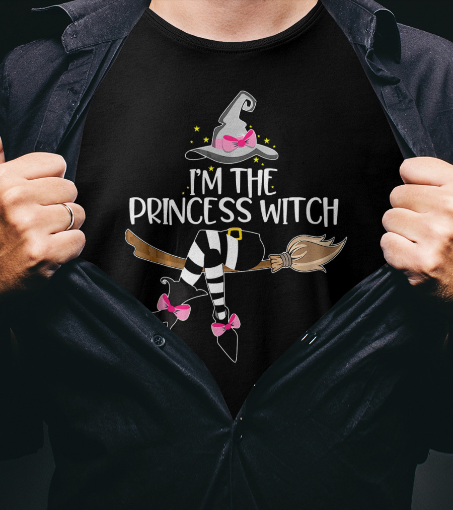 I'm The Princess Witch Hat Broom Magic Pink Bows T-Shirt