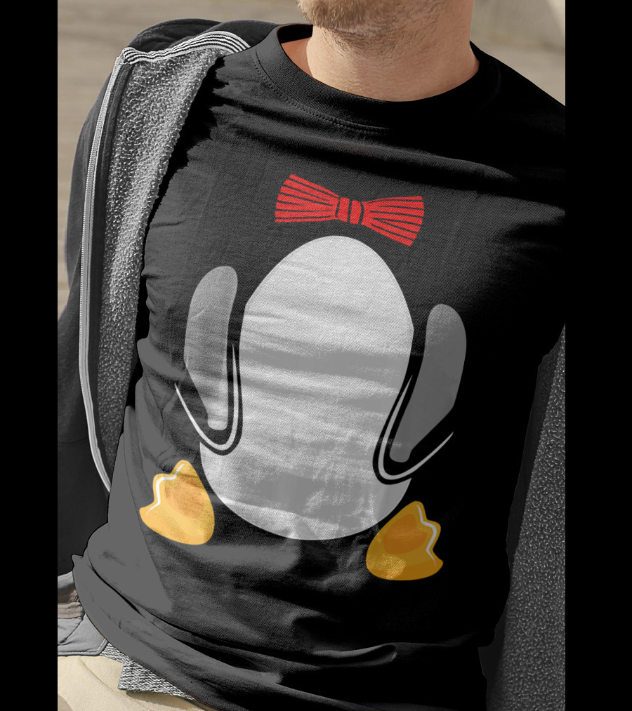 Funny Penguin Kids Halloween Costume Bowtie Feet T-Shirt