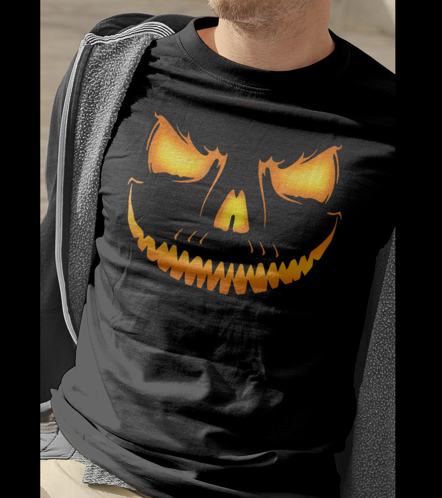 Halloween Costume Creepy Jack-O'-Lantern Pumpkin Face T-Shirt