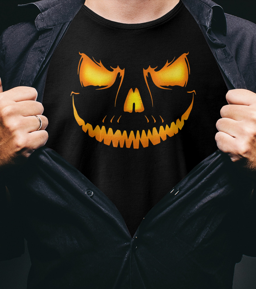 Halloween Costume Creepy Jack-O'-Lantern Pumpkin Face T-Shirt