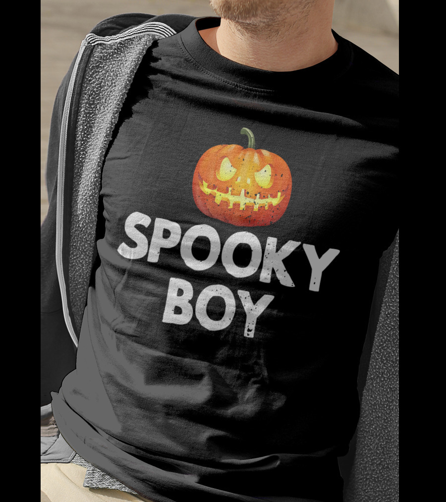 Spooky Boy Halloween Pumpkin Face T-Shirt