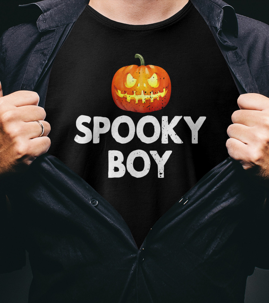 Spooky Boy Halloween Pumpkin Face T-Shirt