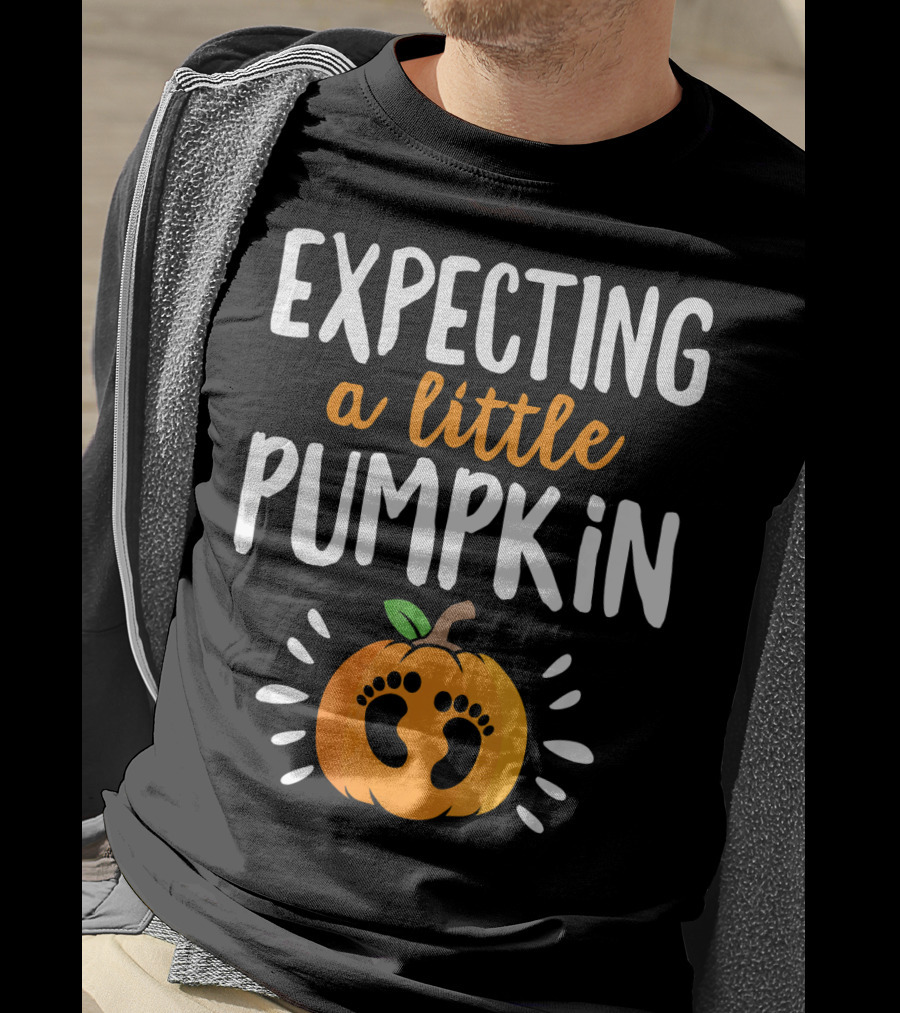 Expecting A Little Pumpkin With Adorable Baby Footprints T-Shirt