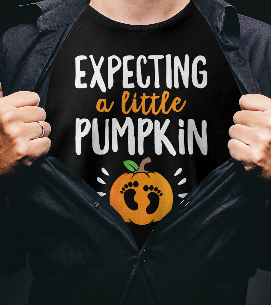 Expecting A Little Pumpkin With Adorable Baby Footprints T-Shirt