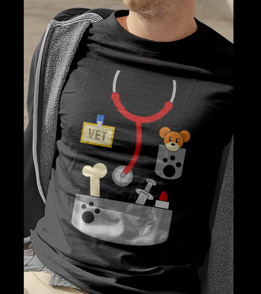 Halloween Vet Costume With Stethoscope And Plush Bear T-Shirt