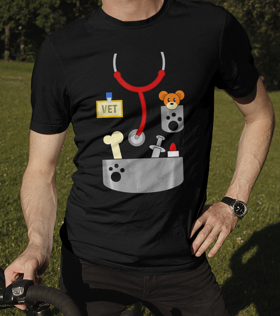 Halloween Vet Costume With Stethoscope And Plush Bear T-Shirt
