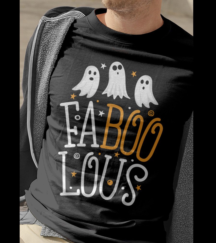 Faboolous Ghost Halloween Funny Pun With Boo And Spooky Stars T-Shirt