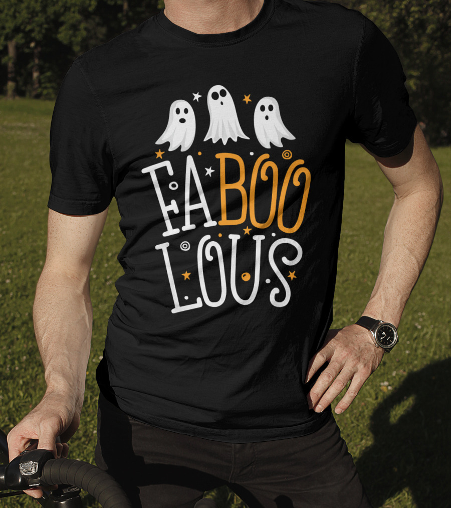 Faboolous Ghost Halloween Funny Pun With Boo And Spooky Stars T-Shirt
