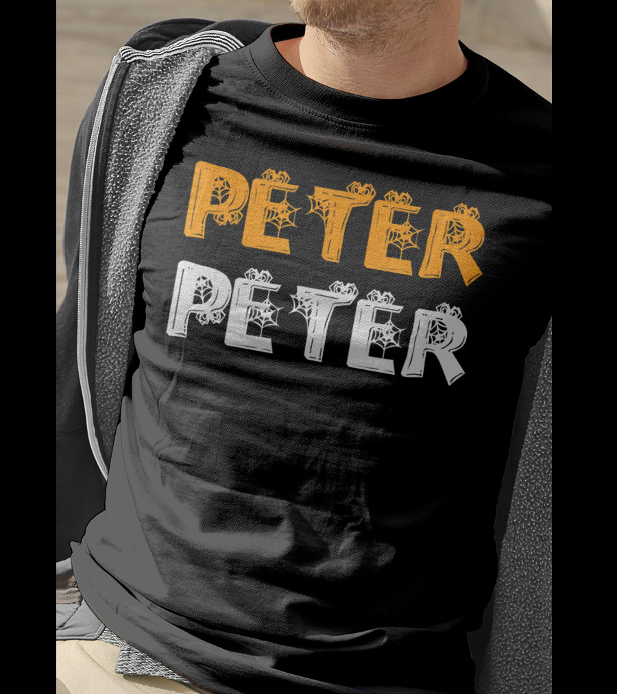 Peter Peter Pumpkin Halloween Eater Spiderweb Letters T-Shirt