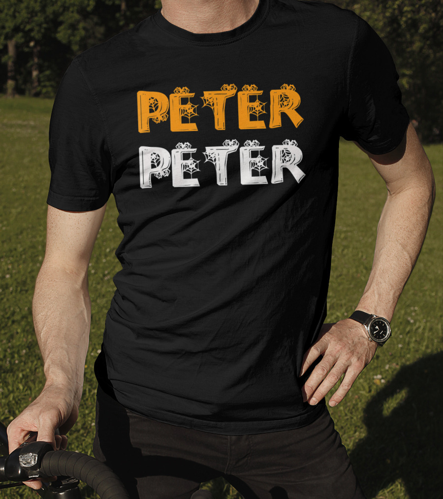 Peter Peter Pumpkin Halloween Eater Spiderweb Letters T-Shirt