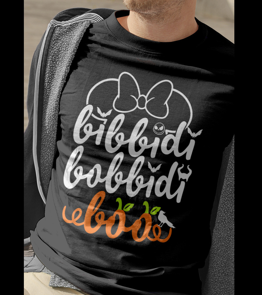 Bibbidi Bobbidi Boo Halloween Bats Jack-O'-Lantern Pumpkin Bow T-Shirt