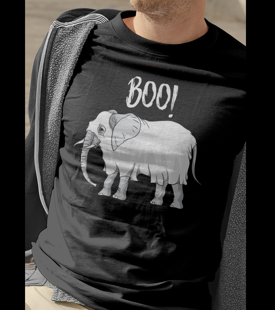 BOO Funny Ghost Grey Elephant Costume T-Shirt