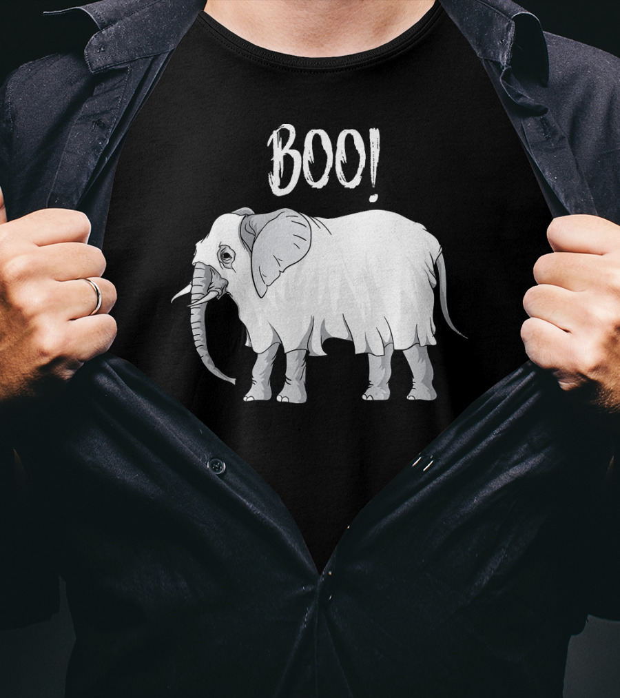 BOO Funny Ghost Grey Elephant Costume T-Shirt