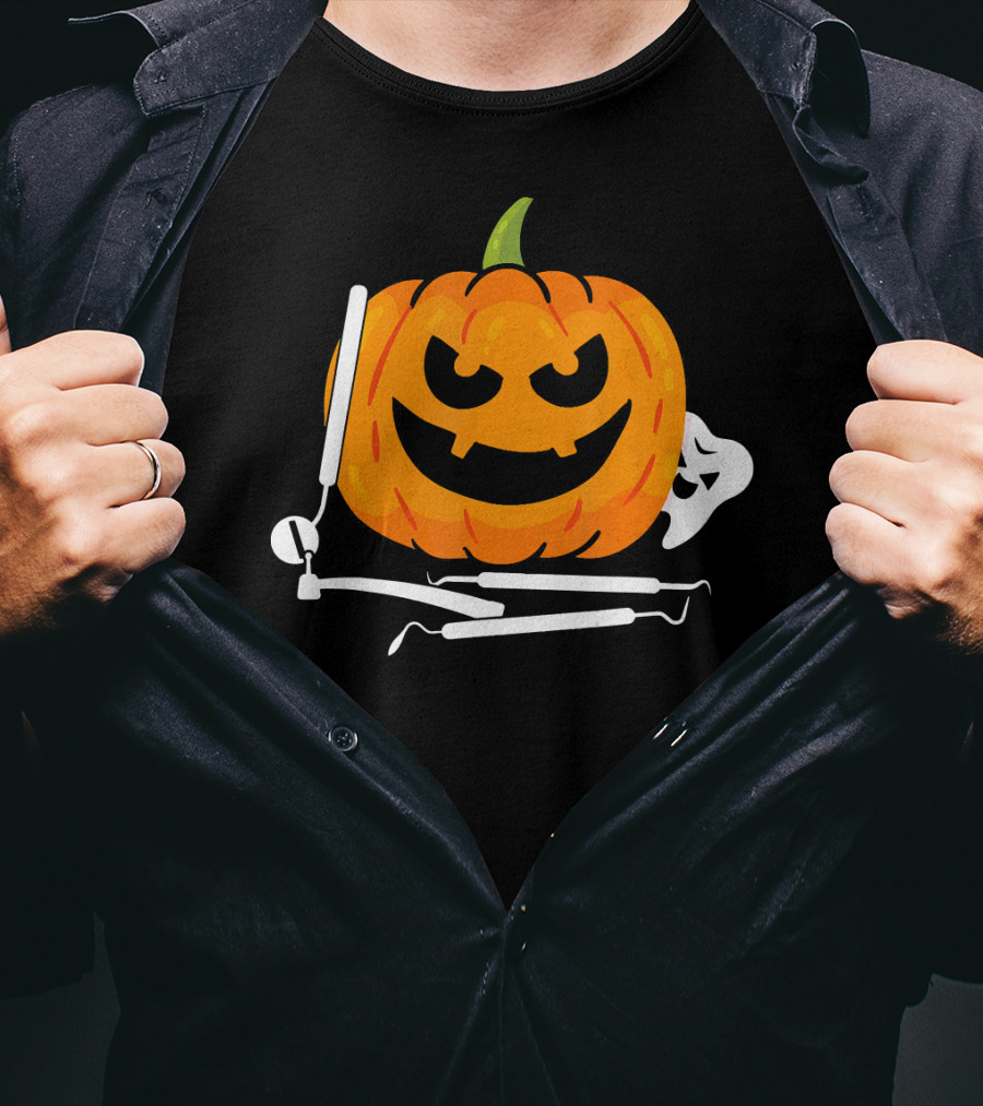 Funny Halloween Pumpkin Dentist T-Shirt