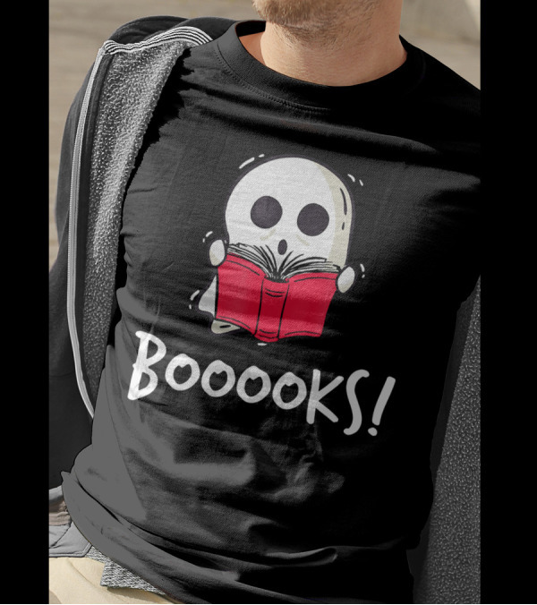 Booooks Ghost Holding Red Book T-Shirt