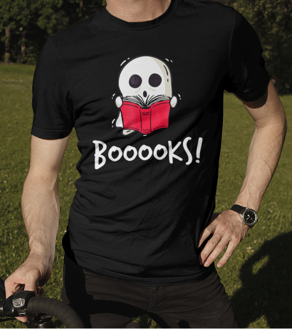 Booooks Ghost Holding Red Book T-Shirt