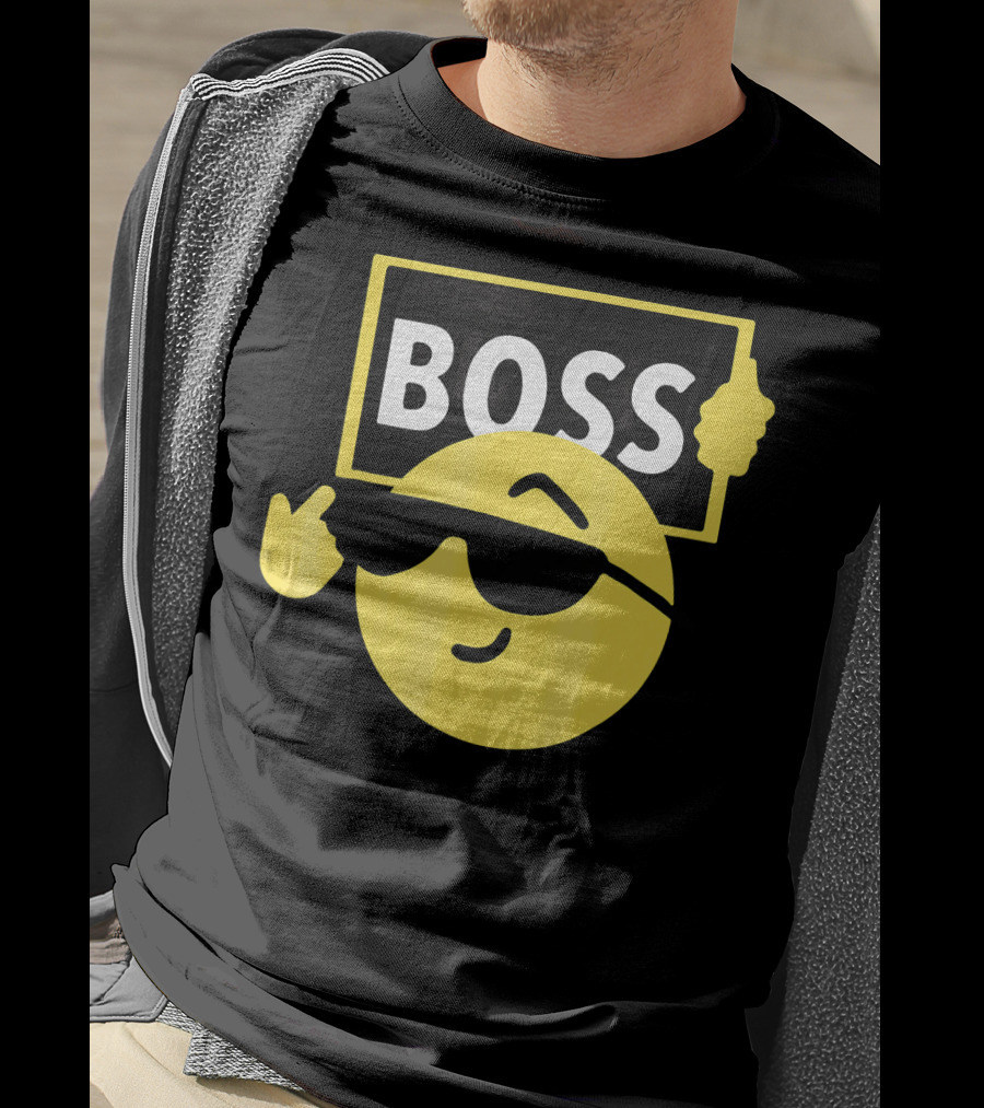 Halloween Funny Boss Emoji Sunglasses Mood T-Shirt