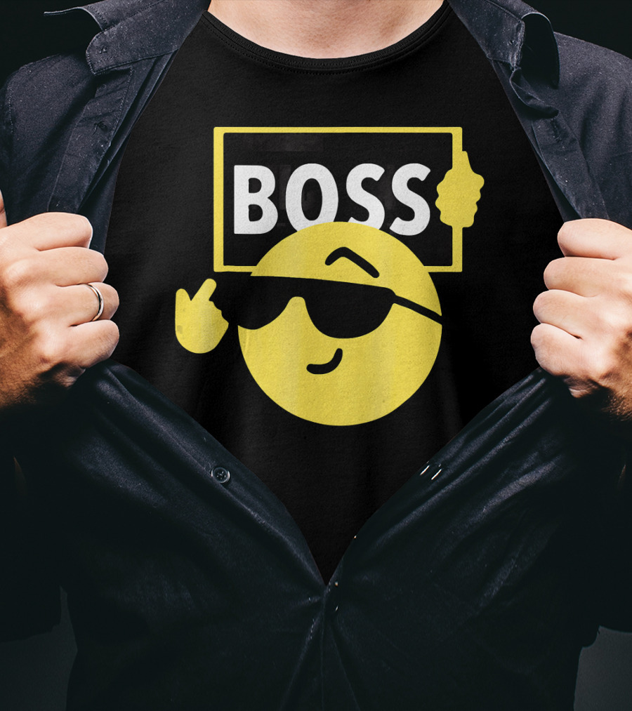 Halloween Funny Boss Emoji Sunglasses Mood T-Shirt