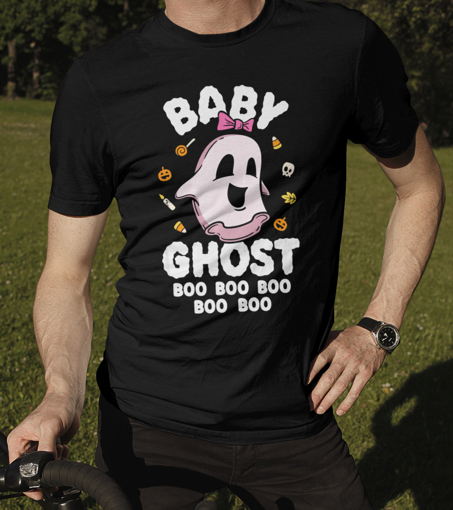 Baby Ghost Boo Boo Boo Halloween Kids Girls T-Shirt