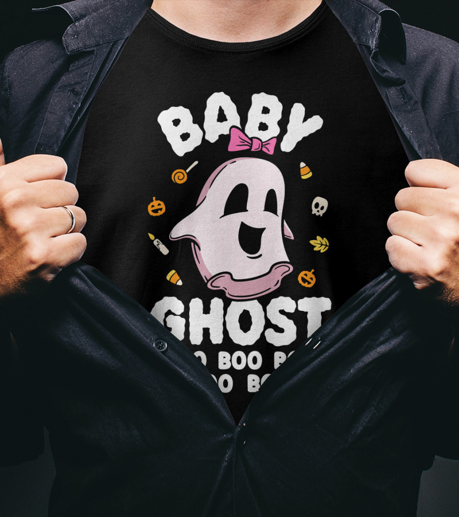 Baby Ghost Boo Boo Boo Halloween Kids Girls T-Shirt