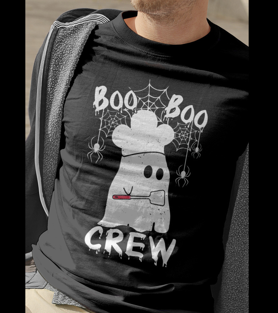Boo Boo Crew Chef Ghost Halloween Spiders Webs T-Shirt