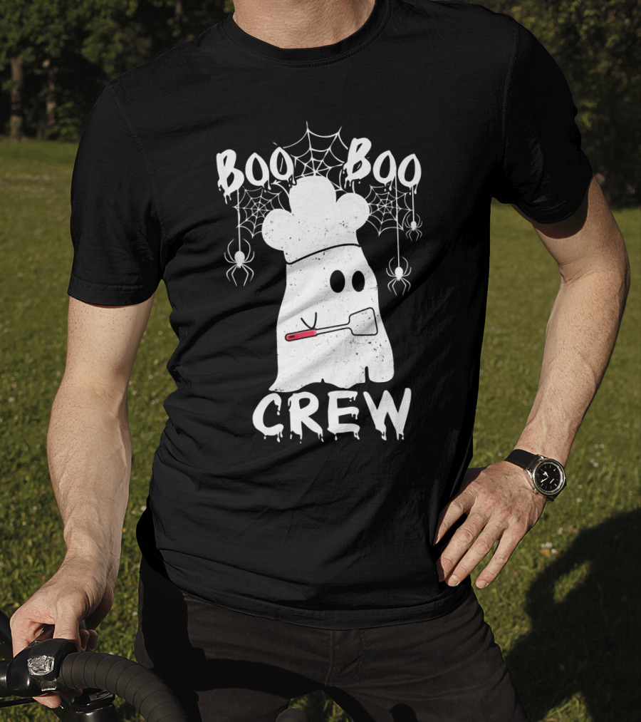 Boo Boo Crew Chef Ghost Halloween Spiders Webs T-Shirt