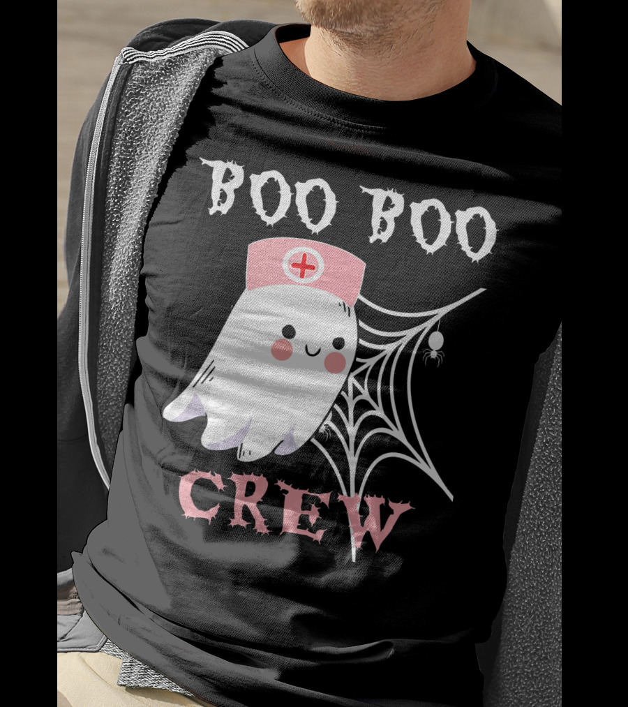 Boo Boo Crew Nurse Ghost With Web And Spider T-Shirt