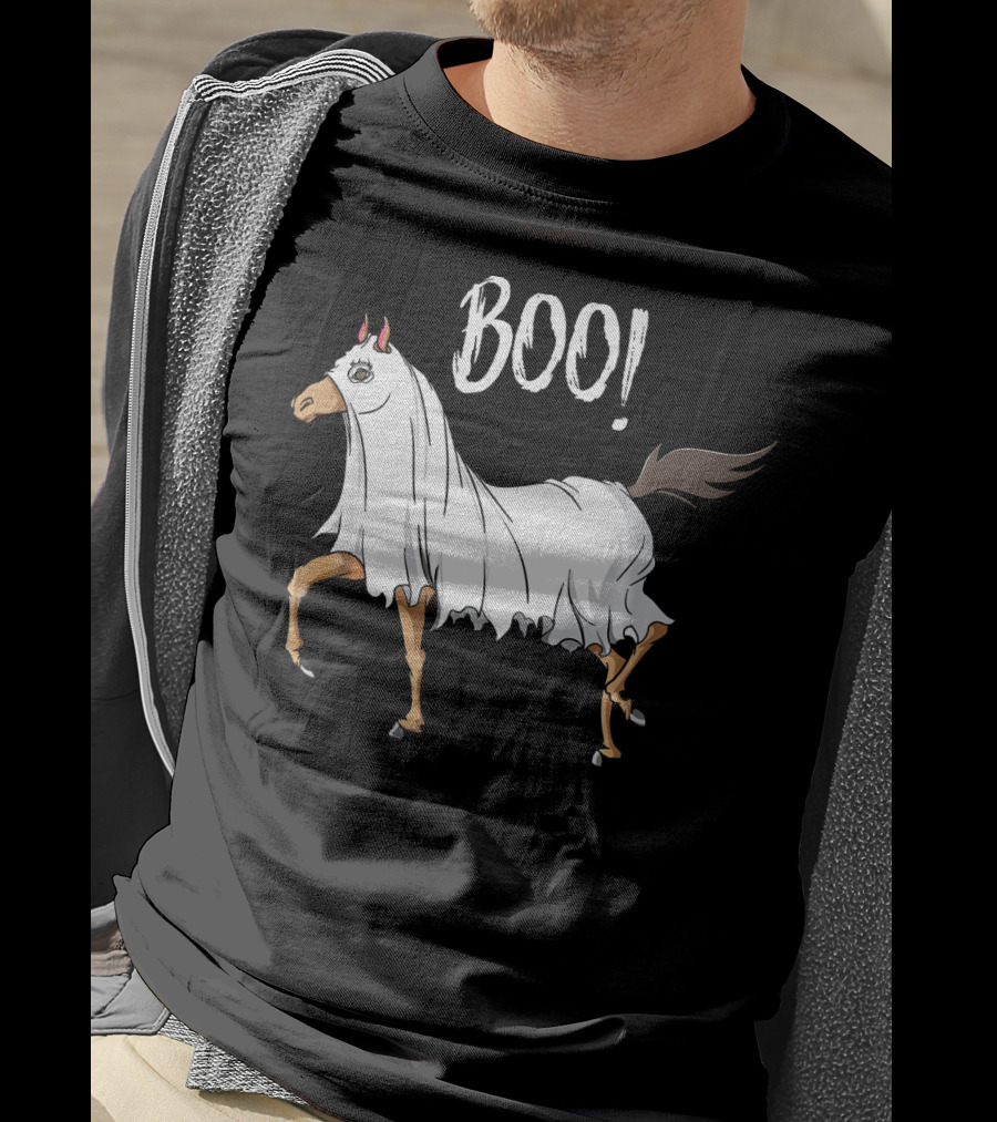 Boo Horse Ghost Costume Funny Equestrian Hor T-Shirt