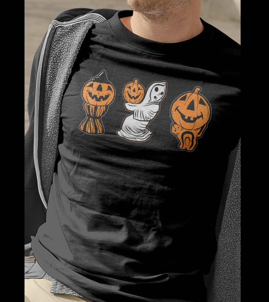 Vintage Halloween Blow Molds Pumpkin Ghost Trio T-Shirt