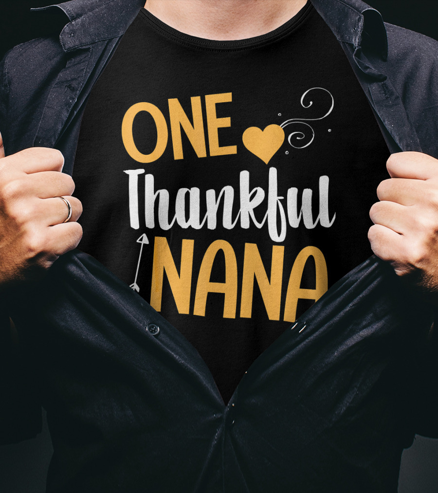 One Thankful Nana Heart Arrow Swirl T-Shirt