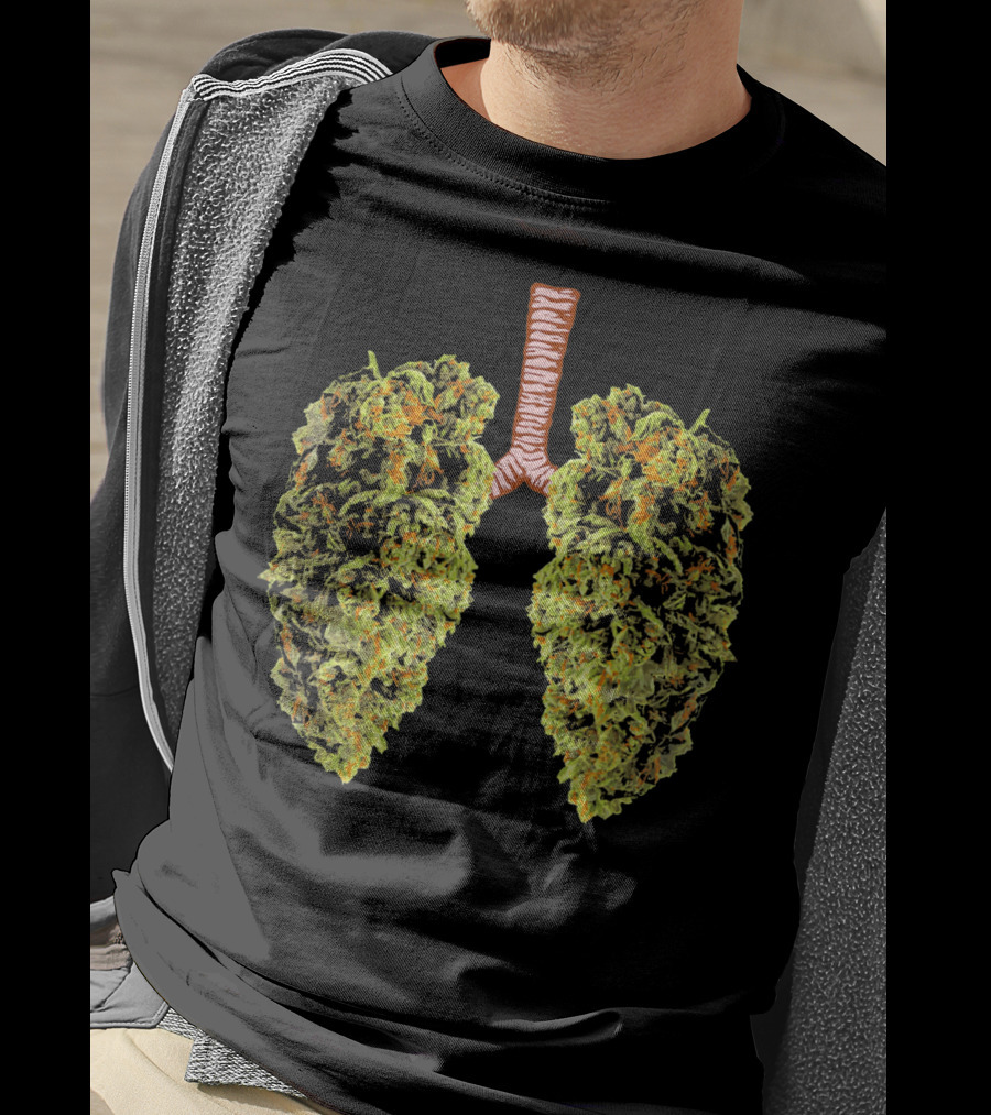 Funny Marijuana Bud Shaped Like Human Lungs T-Shirt