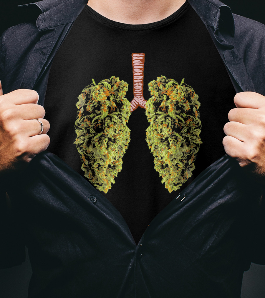 Funny Marijuana Bud Shaped Like Human Lungs T-Shirt