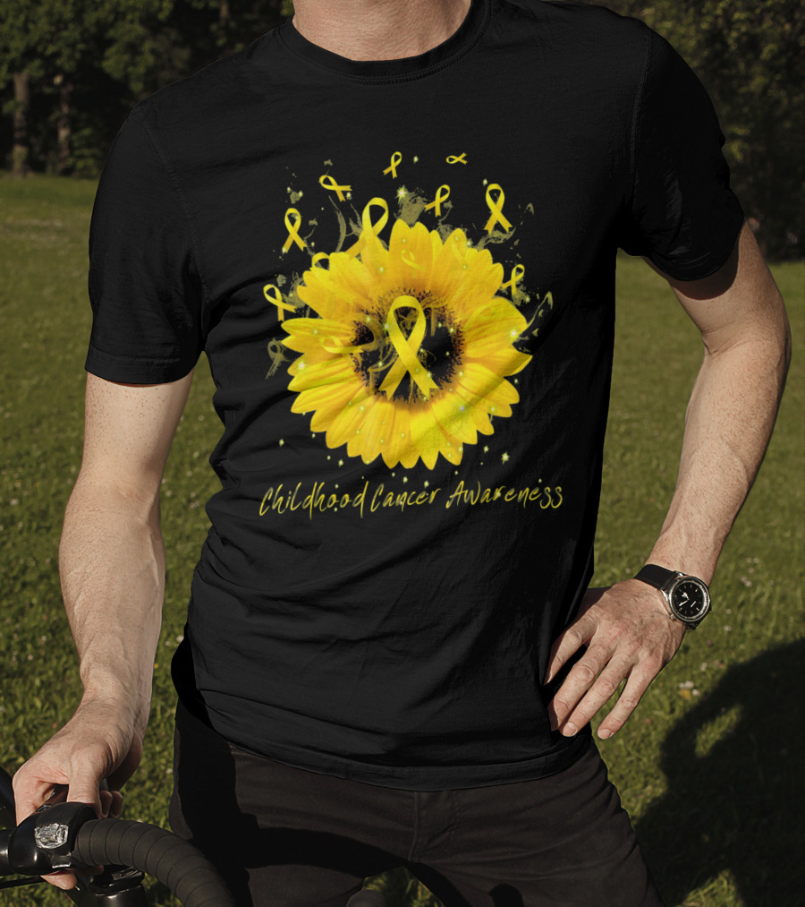 Childhood Cancer Awareness Yellow Ribbon Sunflower T-Shirt