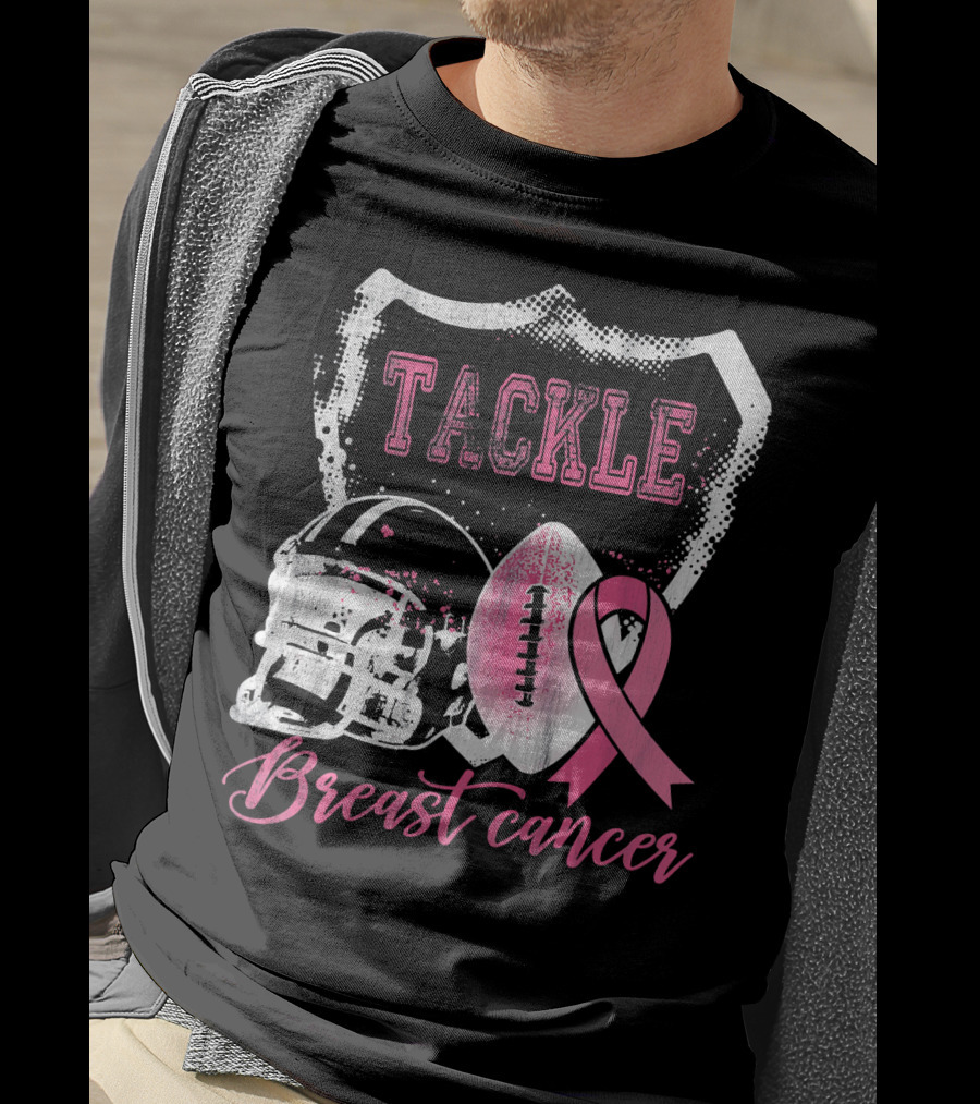 Tackle Breast Cancer Football Survivorship Awareness T-Shirt