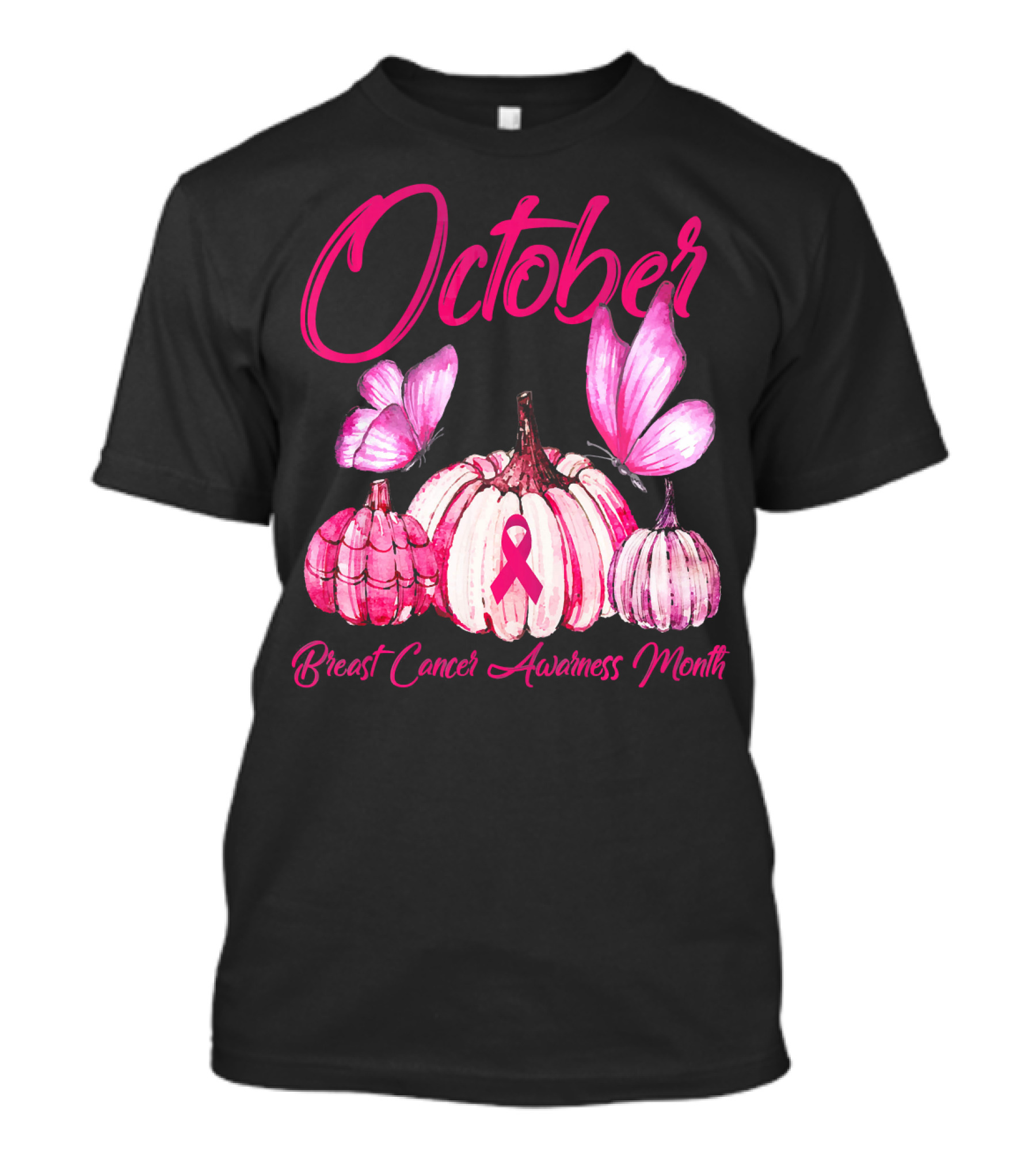 October Pink Pumpkin Breast Cancer Awareness Month T-Shirt