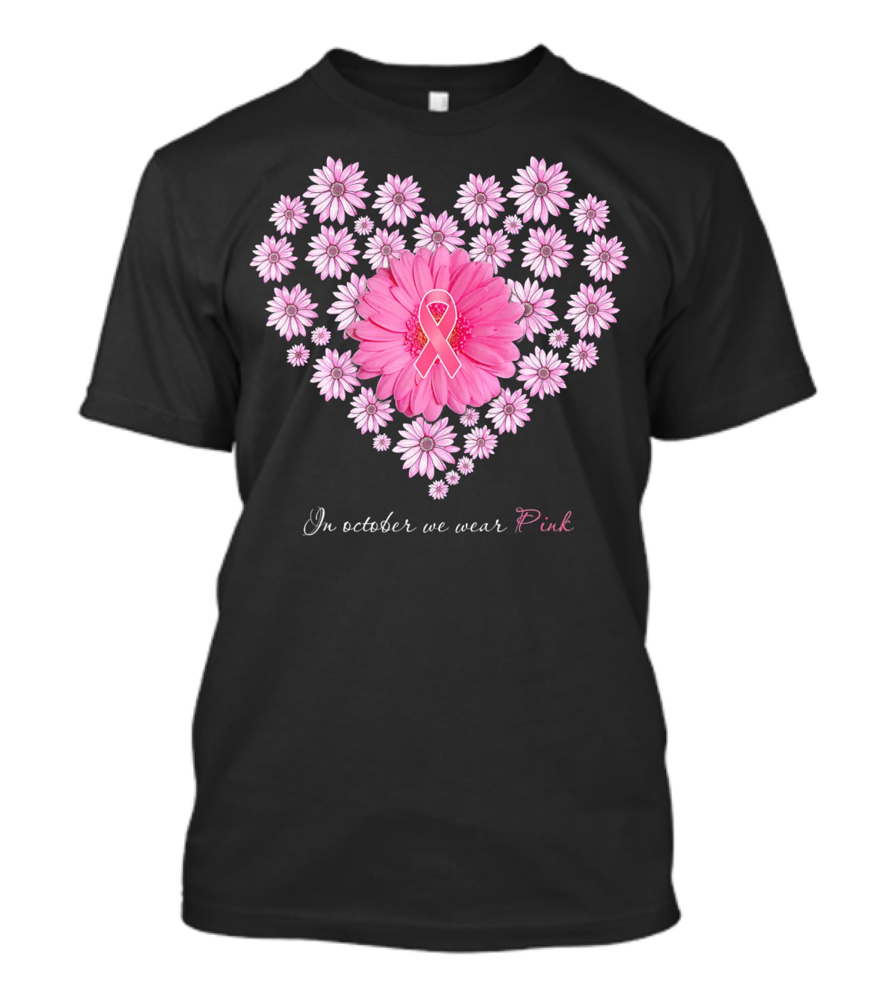 In October We Wear Pink Daisy Heart T-Shirt