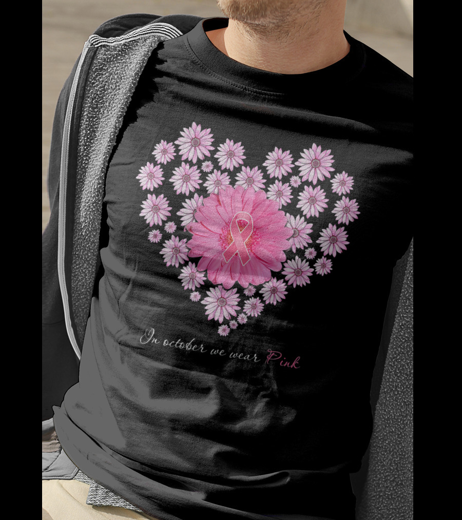 In October We Wear Pink Daisy Heart T-Shirt