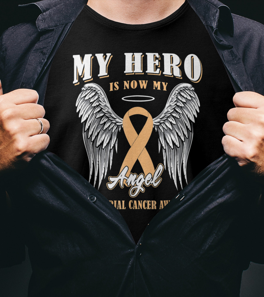 My Hero Is Now My Angel Endometrial Cancer Awareness T-Shirt