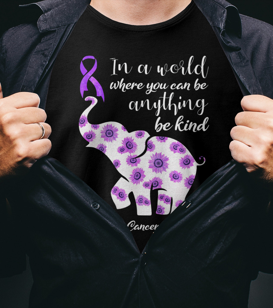 In A World Where You Can Be Anything Be Kind Pancreatic Cancer Awareness T-Shirt