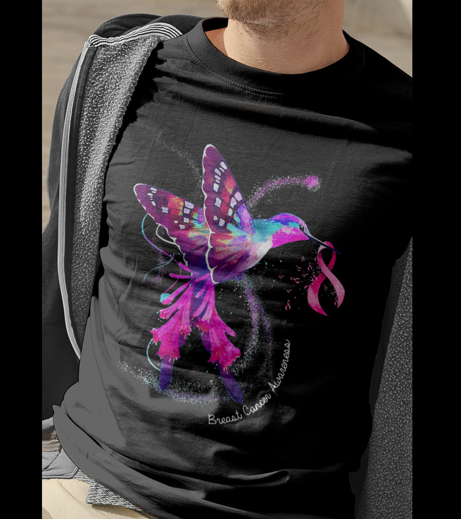 Hummingbird Breast Cancer Awareness Pink T-Shirt