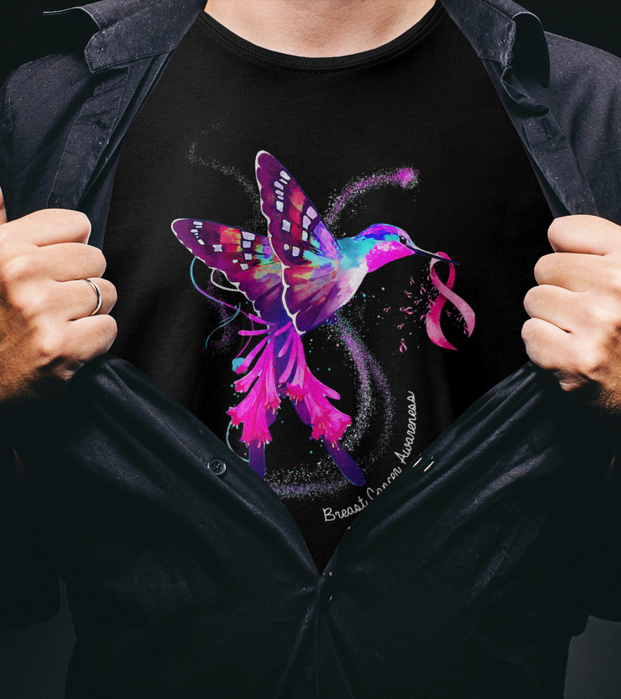 Hummingbird Breast Cancer Awareness Pink T-Shirt